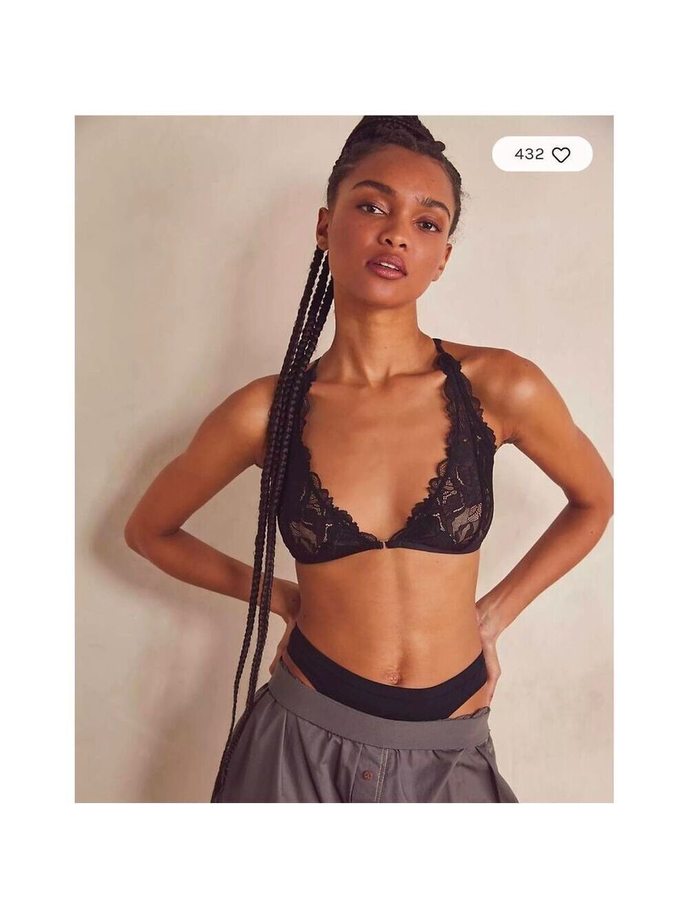 Free People Avery Lace Bralette Black Size XS